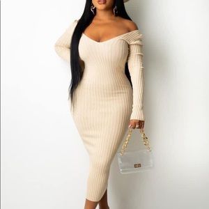 Nude long sleeve dress